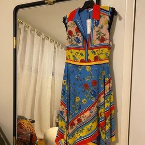 Alice + Olivia Colorful Scarf Print Dress Size 4